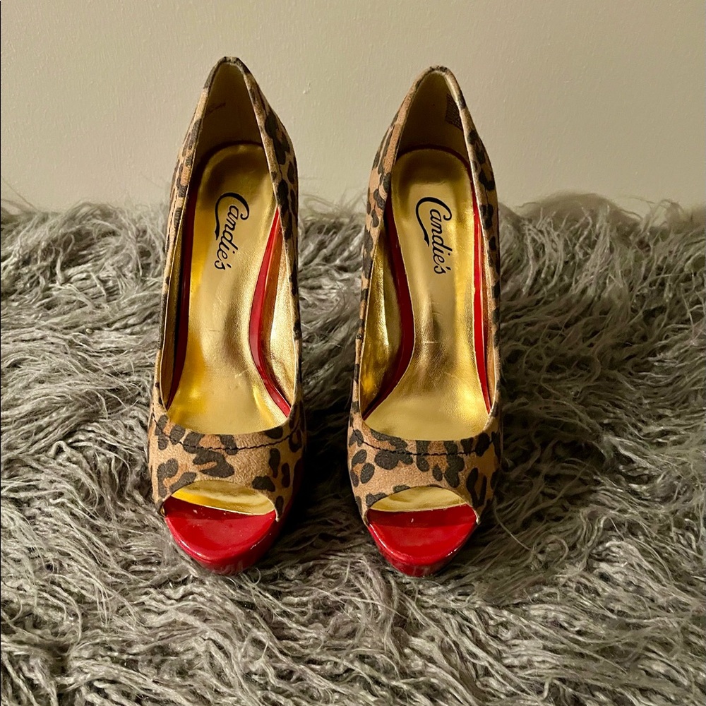 Brand New…Leopard print pumps with red accent!